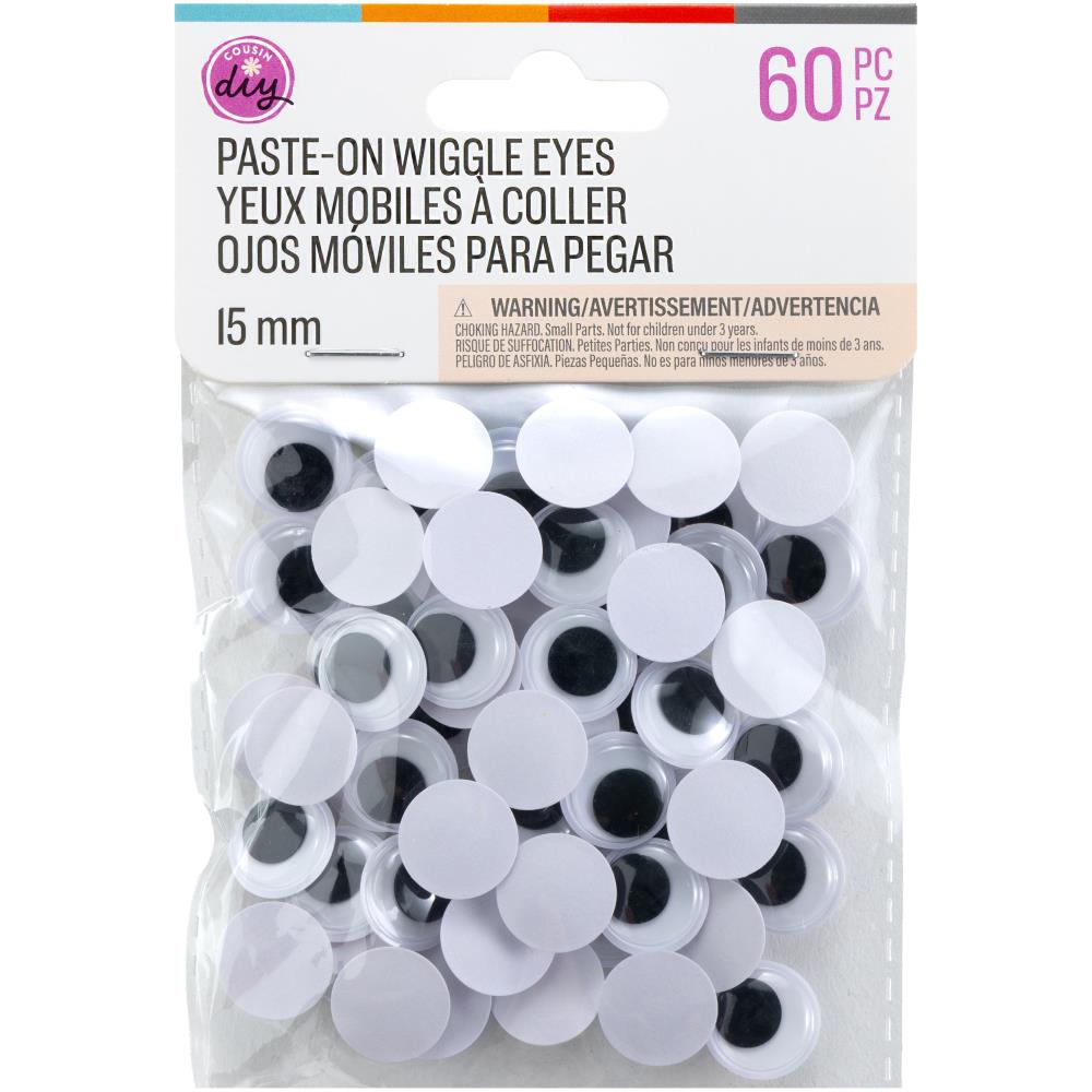 CousinDIY Paste - On Wiggle Eyes 15mm - Black - Pack of 60 - The Merri Artist - merriartist.com