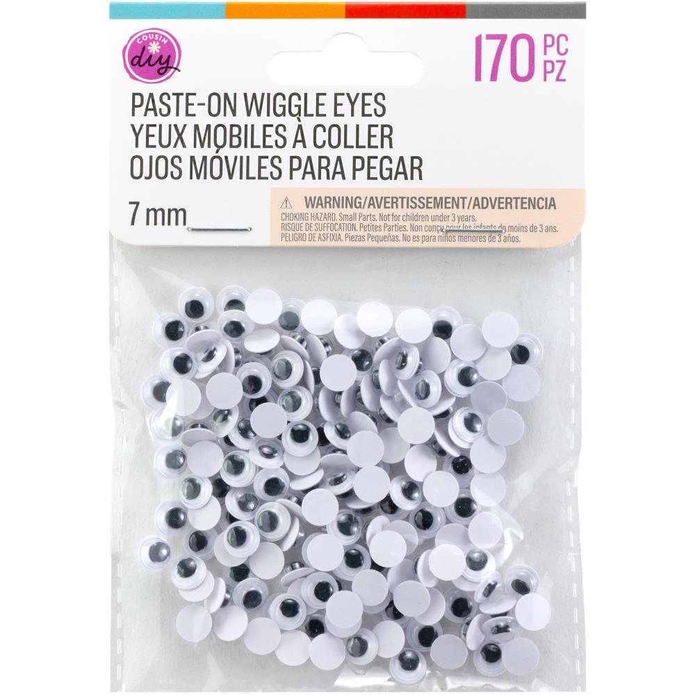 CousinDIY Paste - On Wiggle Eyes 7mm - Black - Pack of 170 - The Merri Artist - merriartist.com