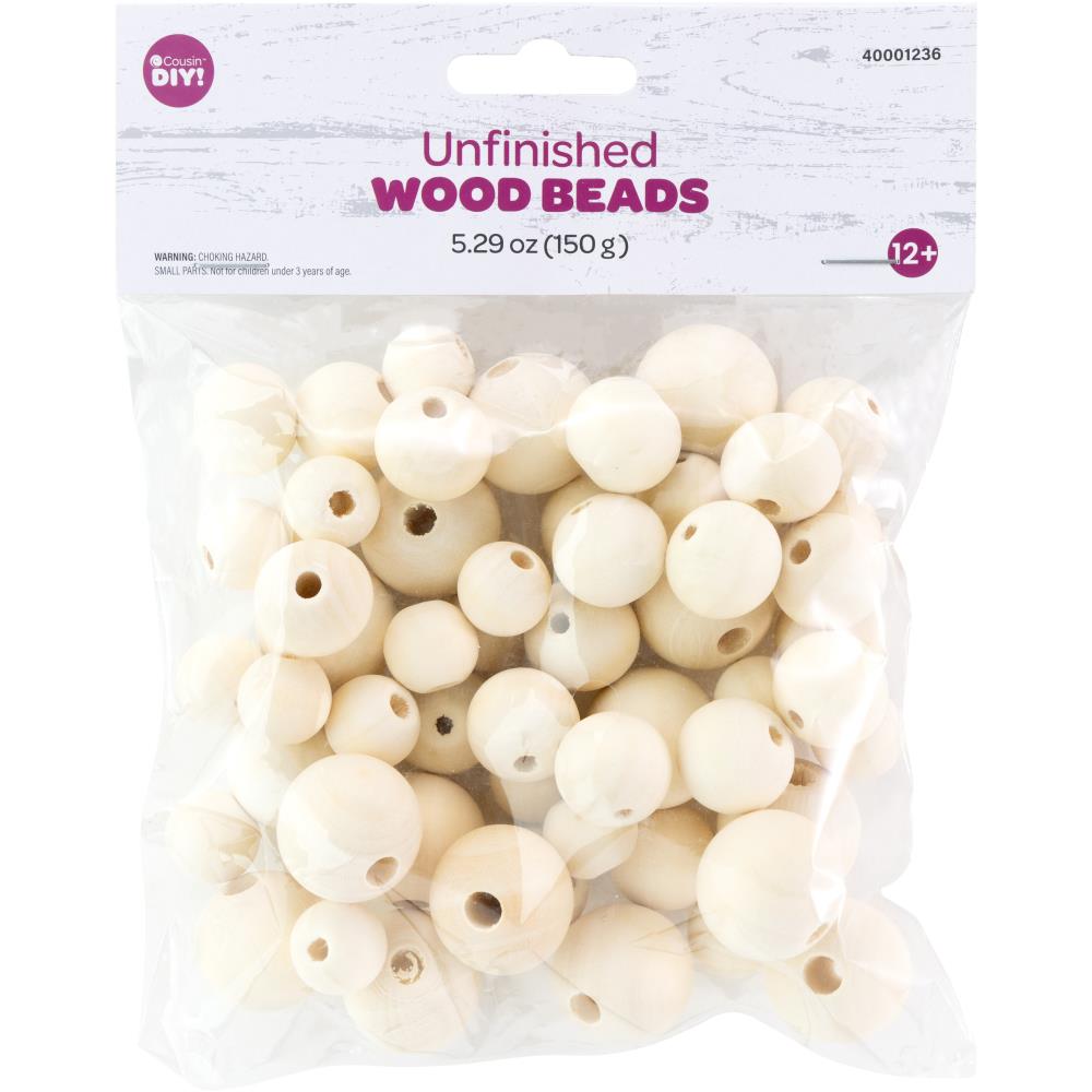 CousinDIY Unfinished Wood Beads - 5.29 ounces Assorted - The Merri Artist - merriartist.com