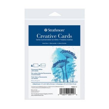 Creative Cards, Announcement Size 3.5" x 4.875" - Fluorescent White with Deckle - 6 Pack - The Merri Artist - merriartist.com