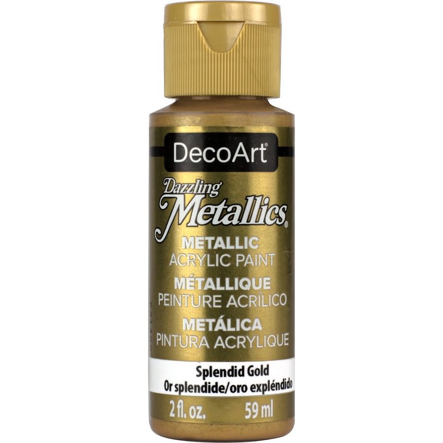 DecoArt Americana Acrylic 2 fl oz - Dazzling Metallics - Splendid Gold - The Merri Artist - merriartist.com