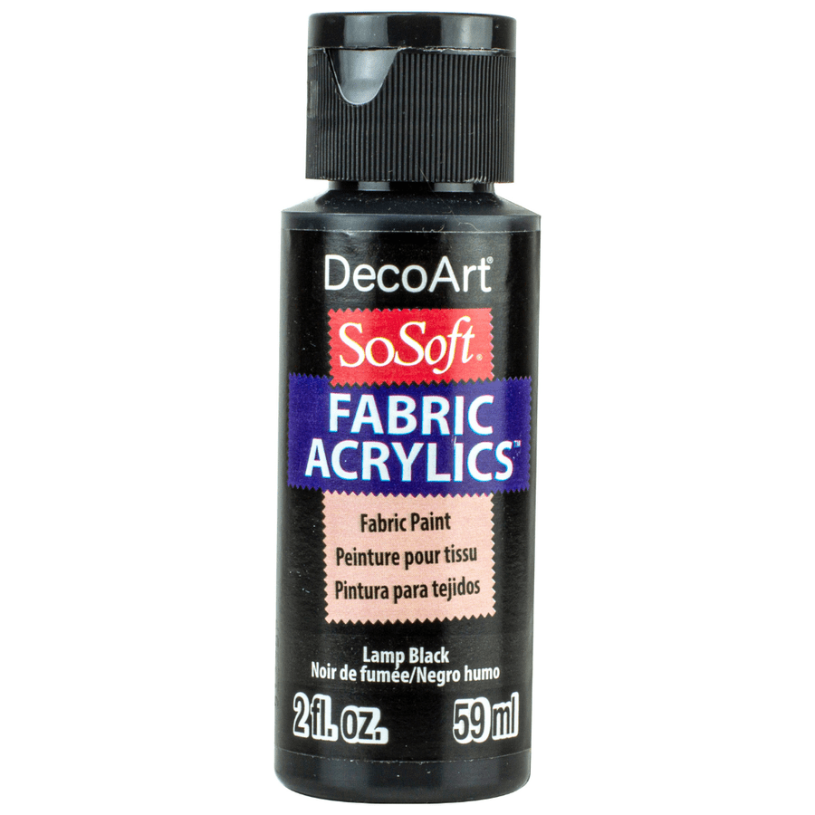 DecoArt SoSoft Fabric Acrylics 2 oz - Lamp Black - The Merri Artist - merriartist.com