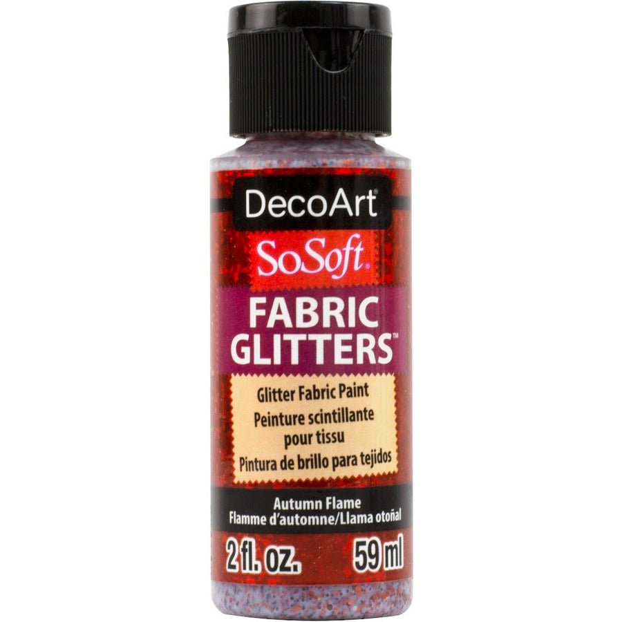 DecoArt SoSoft Glitter Fabric Acrylics 2 oz - Autumn Flame - The Merri Artist - merriartist.com