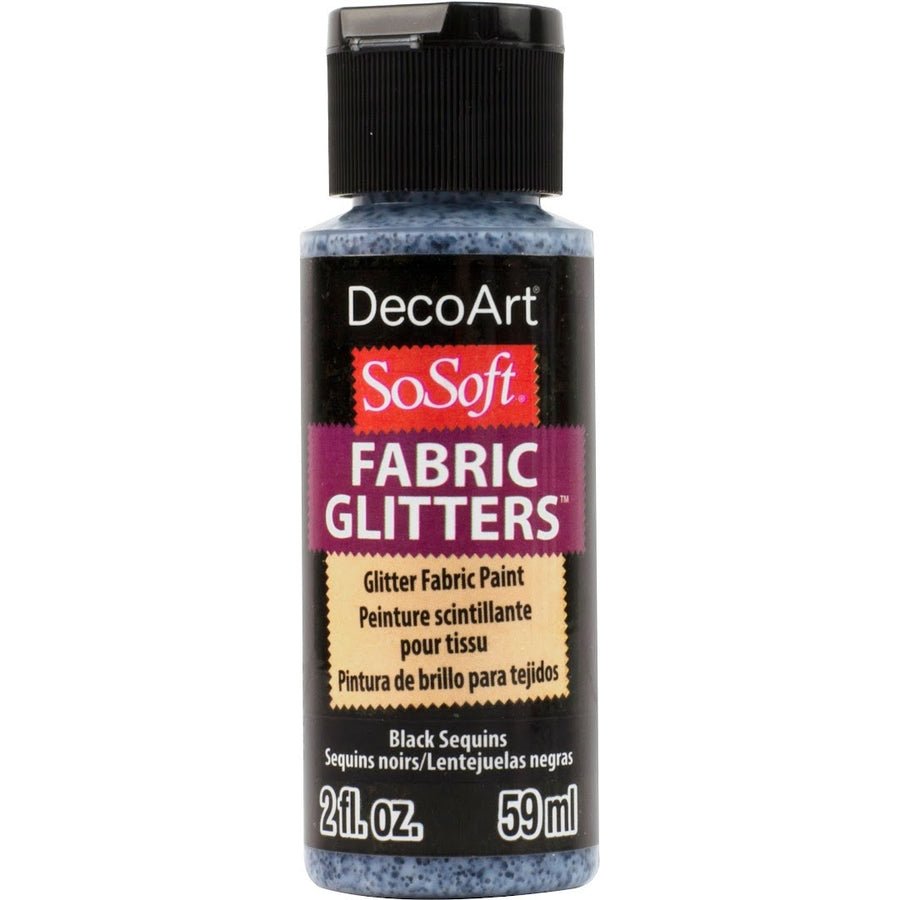 DecoArt SoSoft Glitter Fabric Acrylics 2 oz - Black Sequins - The Merri Artist - merriartist.com