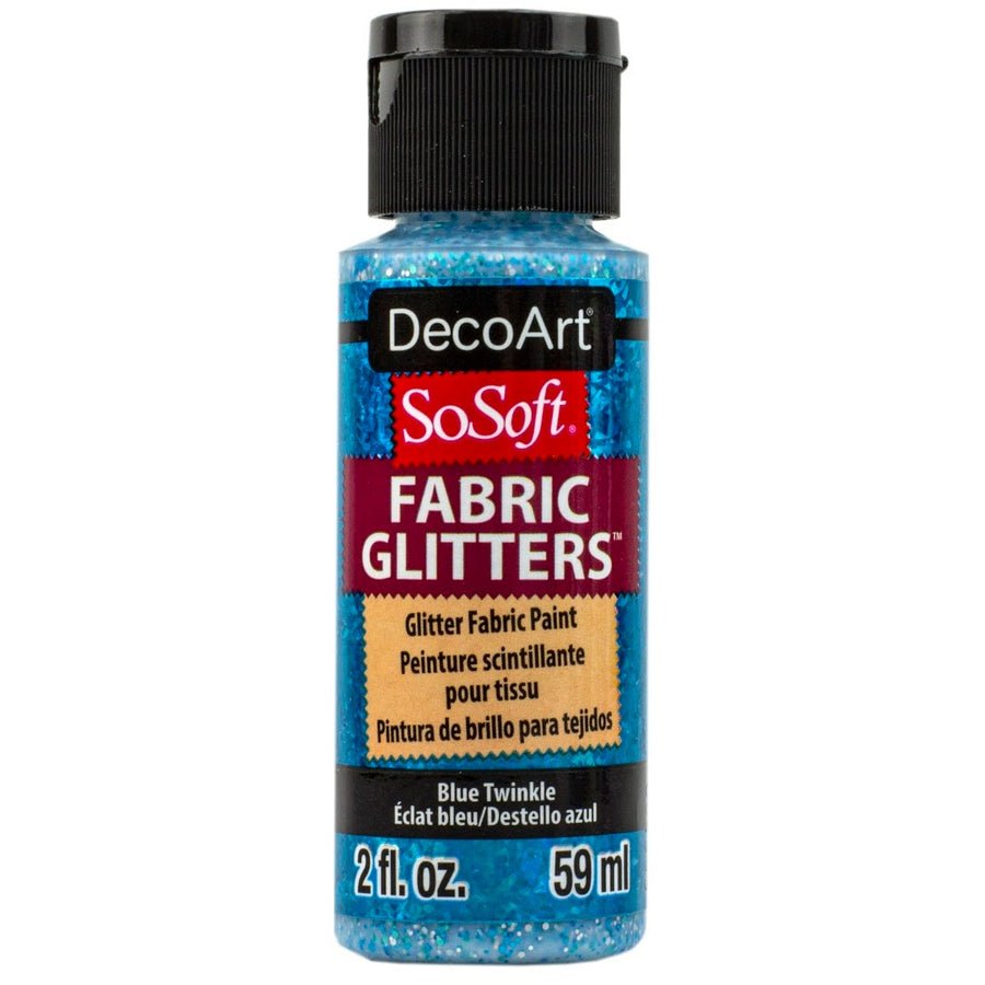 DecoArt SoSoft Glitter Fabric Acrylics 2 oz - Blue Twinkle - The Merri Artist - merriartist.com