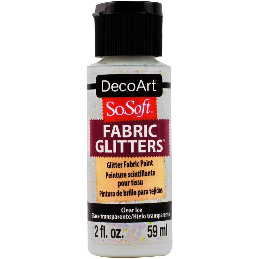 DecoArt SoSoft Glitter Fabric Acrylics 2 oz - Clear Ice - The Merri Artist - merriartist.com
