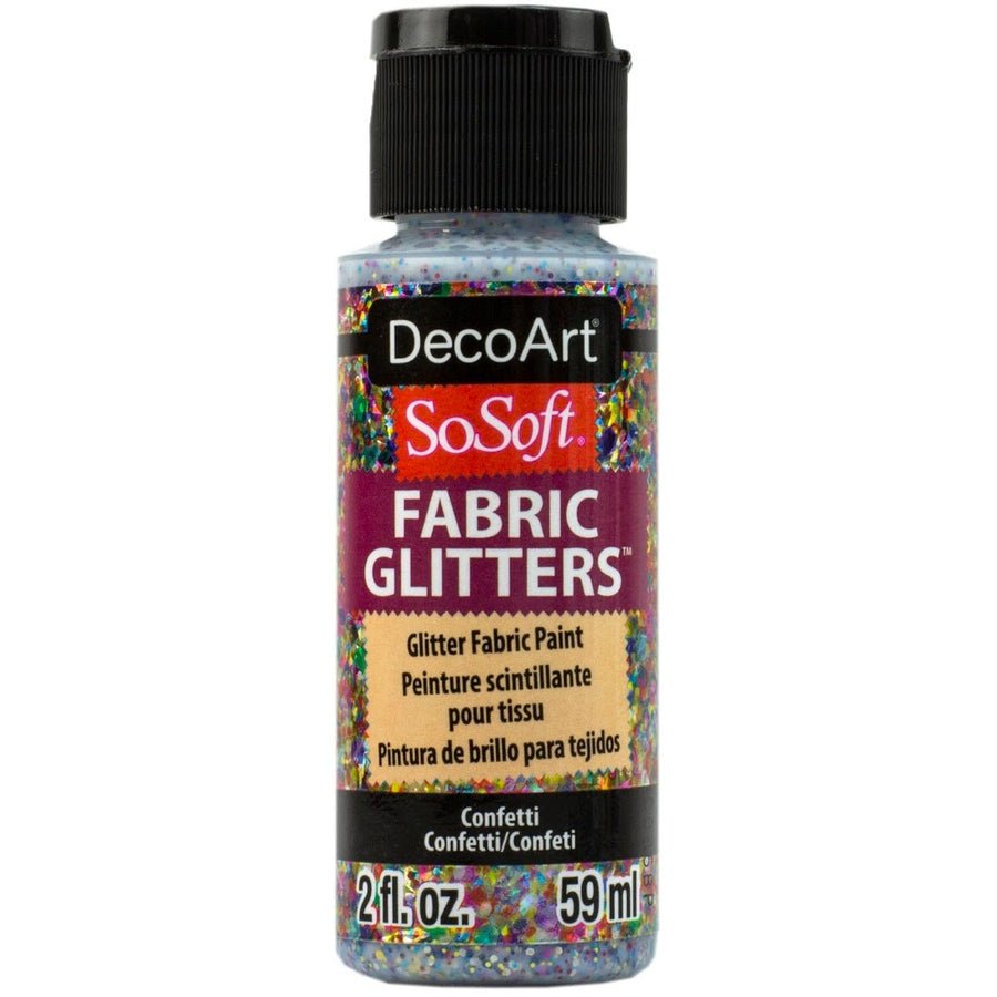 DecoArt SoSoft Glitter Fabric Acrylics 2 oz - Confetti - The Merri Artist - merriartist.com