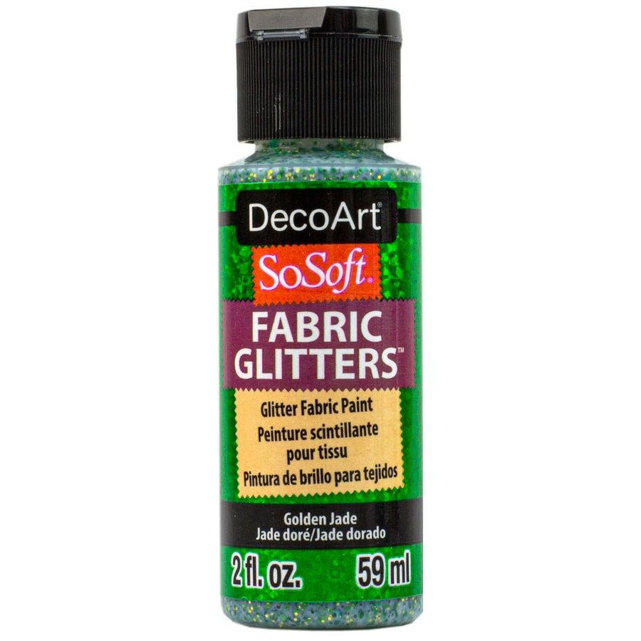 DecoArt SoSoft Glitter Fabric Acrylics 2 oz - Golden Jade - The Merri Artist - merriartist.com