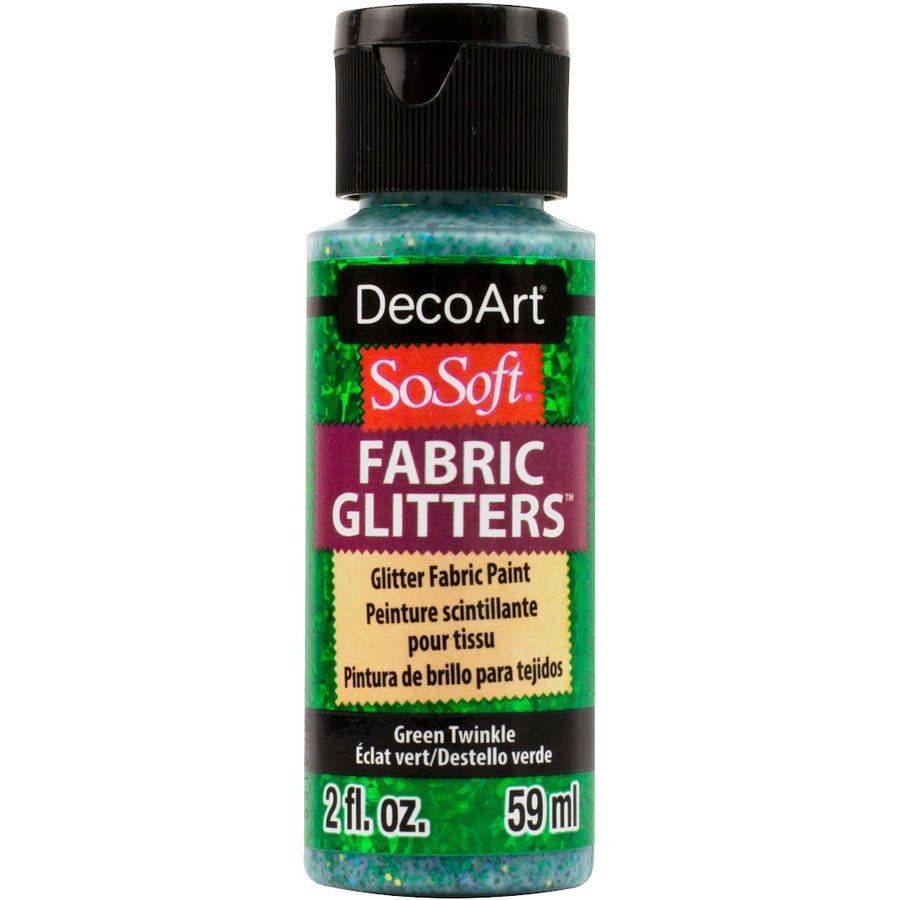 DecoArt SoSoft Glitter Fabric Acrylics 2 oz - Green Twinkle - The Merri Artist - merriartist.com