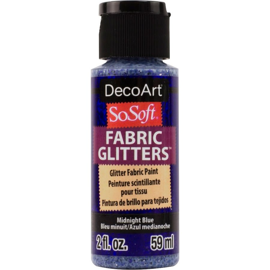 DecoArt SoSoft Glitter Fabric Acrylics 2 oz - Midnight Blue - The Merri Artist - merriartist.com