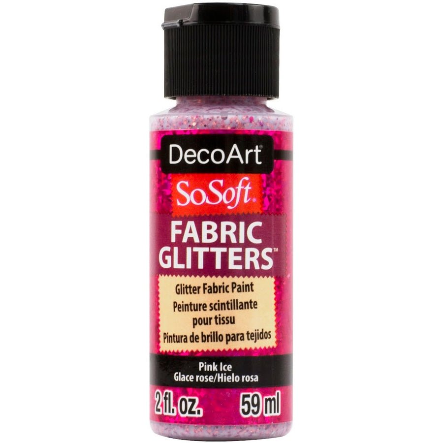 DecoArt SoSoft Glitter Fabric Acrylics 2 oz - Pink Ice - The Merri Artist - merriartist.com