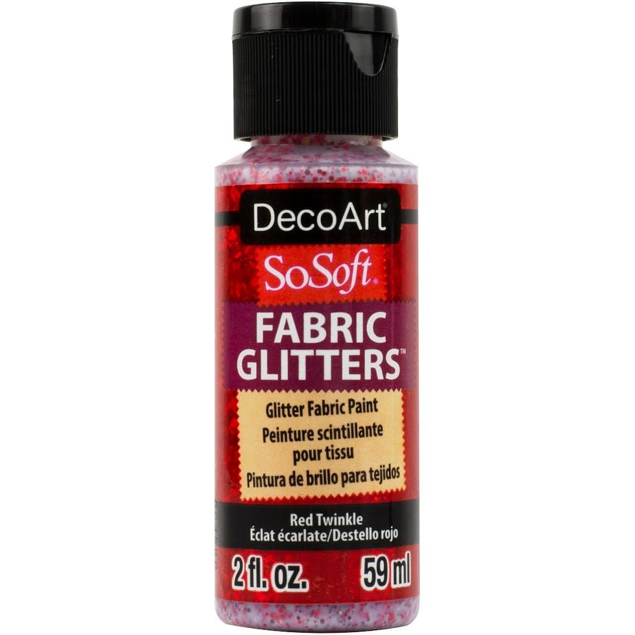 DecoArt SoSoft Glitter Fabric Acrylics 2 oz - Red Twinkle - The Merri Artist - merriartist.com