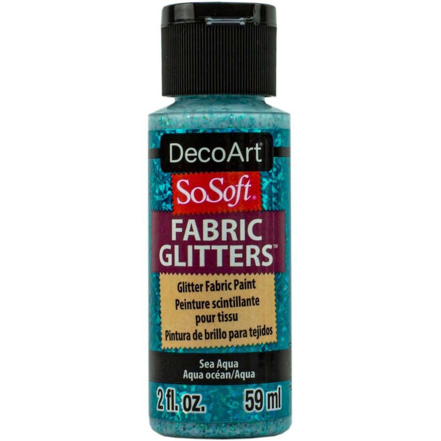 DecoArt SoSoft Glitter Fabric Acrylics 2 oz - Sea Aqua - The Merri Artist - merriartist.com