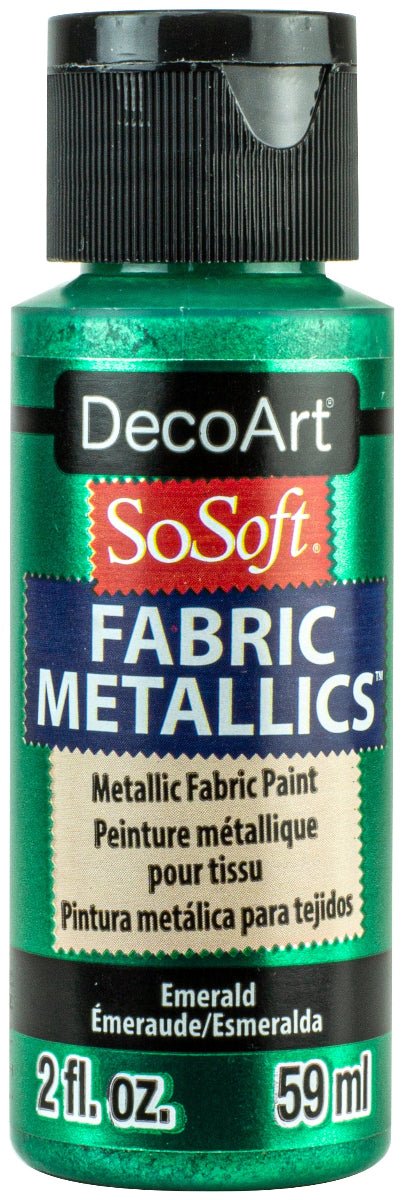DecoArt SoSoft Metallic Fabric Acrylics 2 oz - Emerald - The Merri Artist - merriartist.com