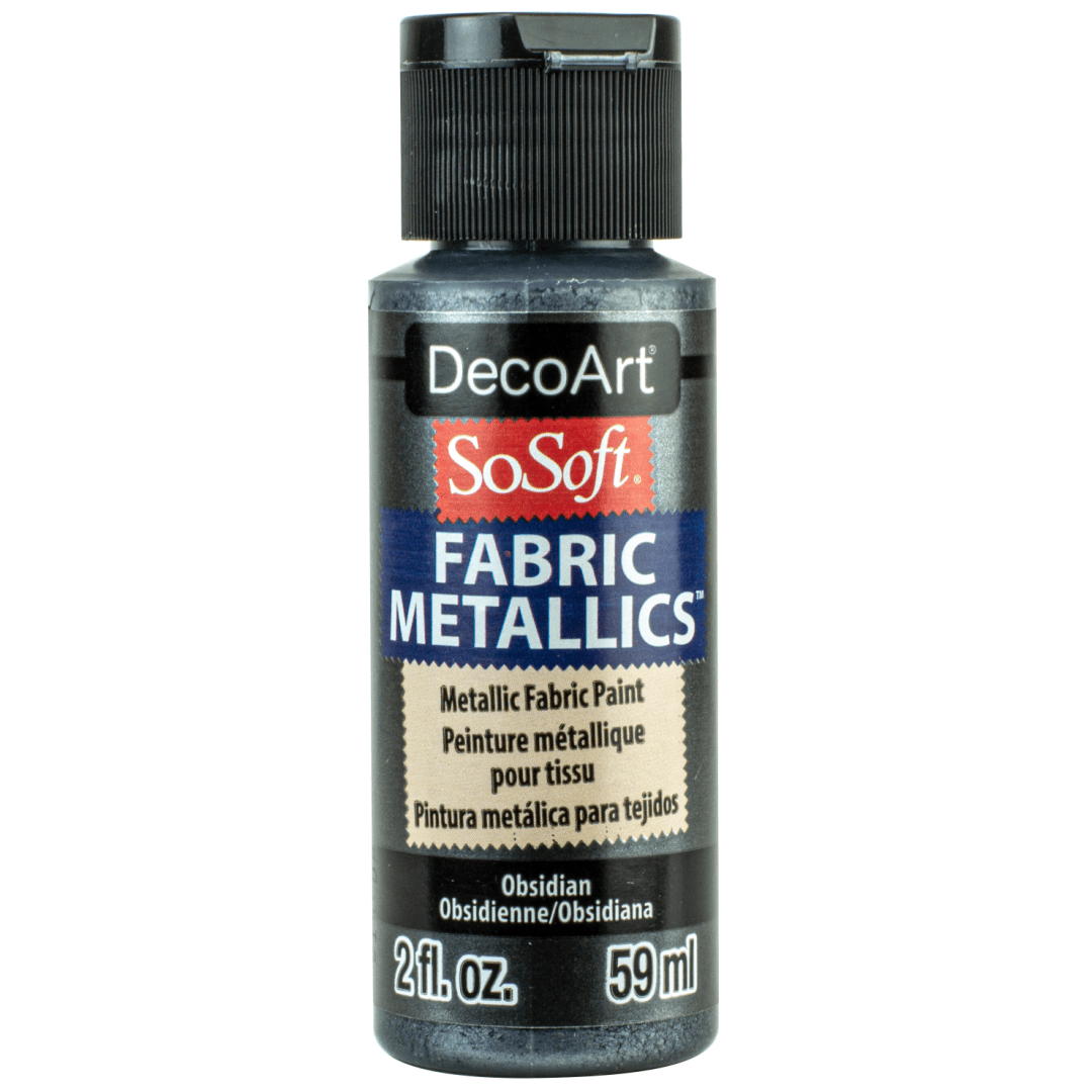 DecoArt SoSoft Metallic Fabric Acrylics 2 oz - Obsidian - The Merri Artist - merriartist.com