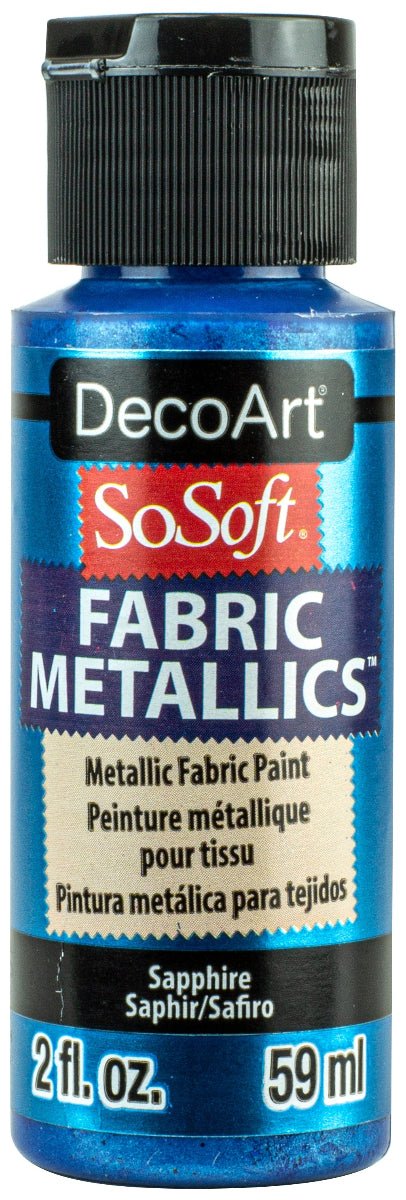 DecoArt SoSoft Metallic Fabric Acrylics 2 oz - Sapphire - The Merri Artist - merriartist.com