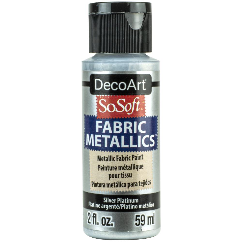 DecoArt SoSoft Metallic Fabric Acrylics 2 oz - Silver Platinum - The Merri Artist - merriartist.com