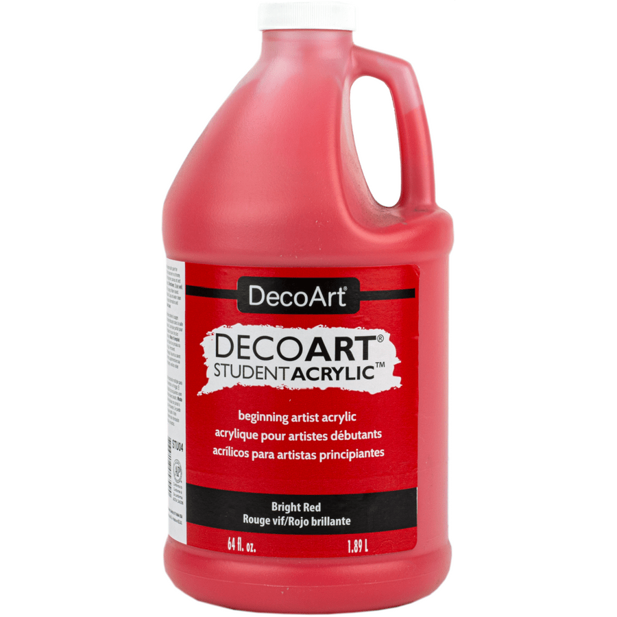 DecoArt Student Acrylics 64 oz (half gallon) - Bright Red - The Merri Artist - merriartist.com