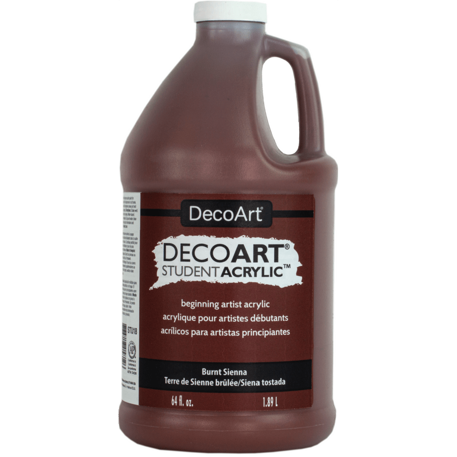 DecoArt Student Acrylics 64 oz (half gallon) - Burnt Sienna - The Merri Artist - merriartist.com