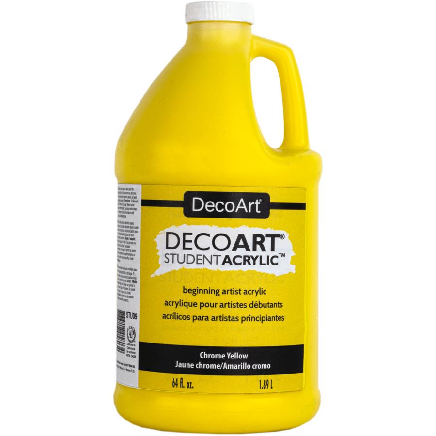 DecoArt Student Acrylics 64 oz (half gallon) - Chrome Yellow - The Merri Artist - merriartist.com