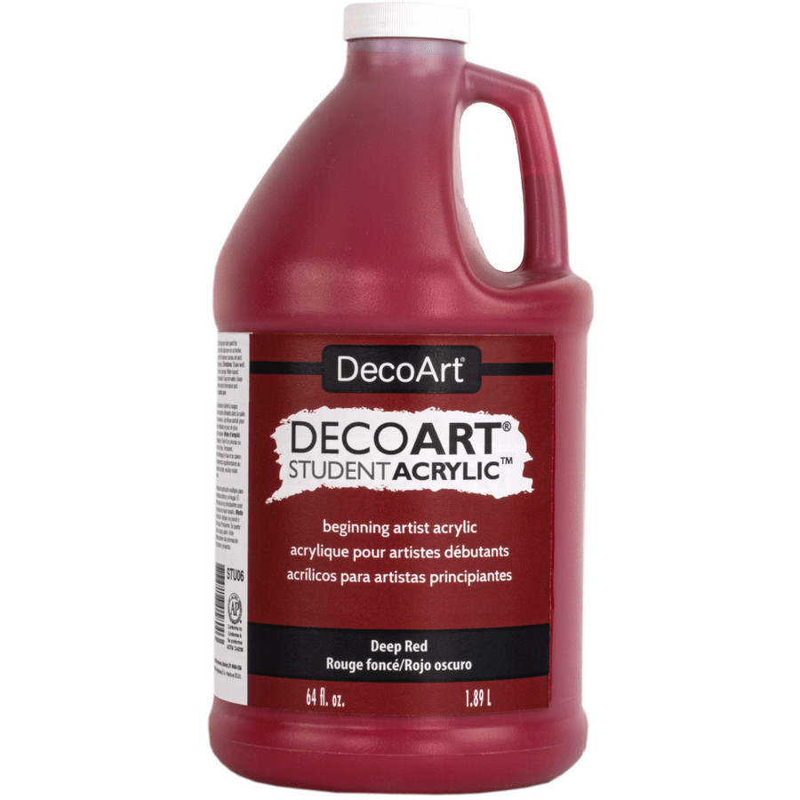 DecoArt Student Acrylics 64 oz (half gallon) - Deep Red - The Merri Artist - merriartist.com