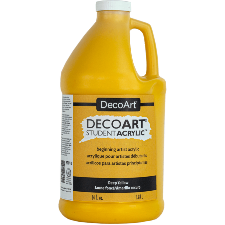 DecoArt Student Acrylics 64 oz (half gallon) - Deep Yellow - The Merri Artist - merriartist.com