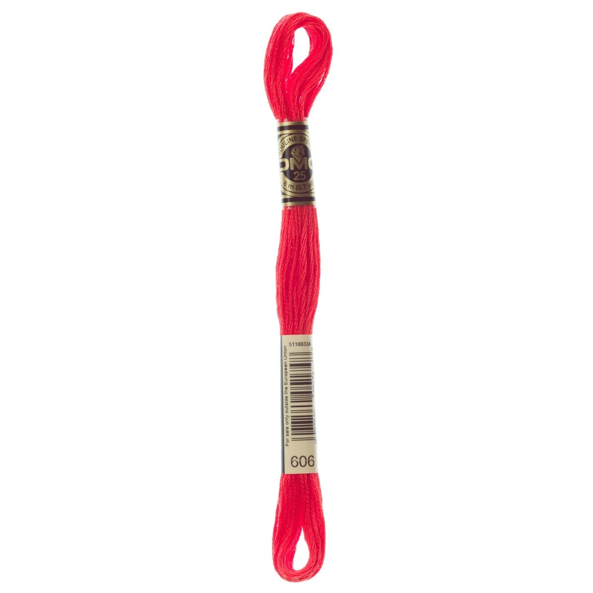 DMC 6 - Strand Cotton Embroidery Floss 8.7yd - 606 Bright Orange Red - The Merri Artist - merriartist.com