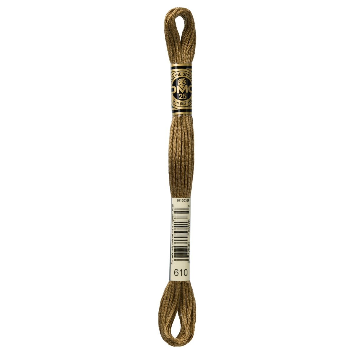 DMC 6 - Strand Cotton Embroidery Floss 8.7yd - 610 Dark Drab Brown - The Merri Artist - merriartist.com