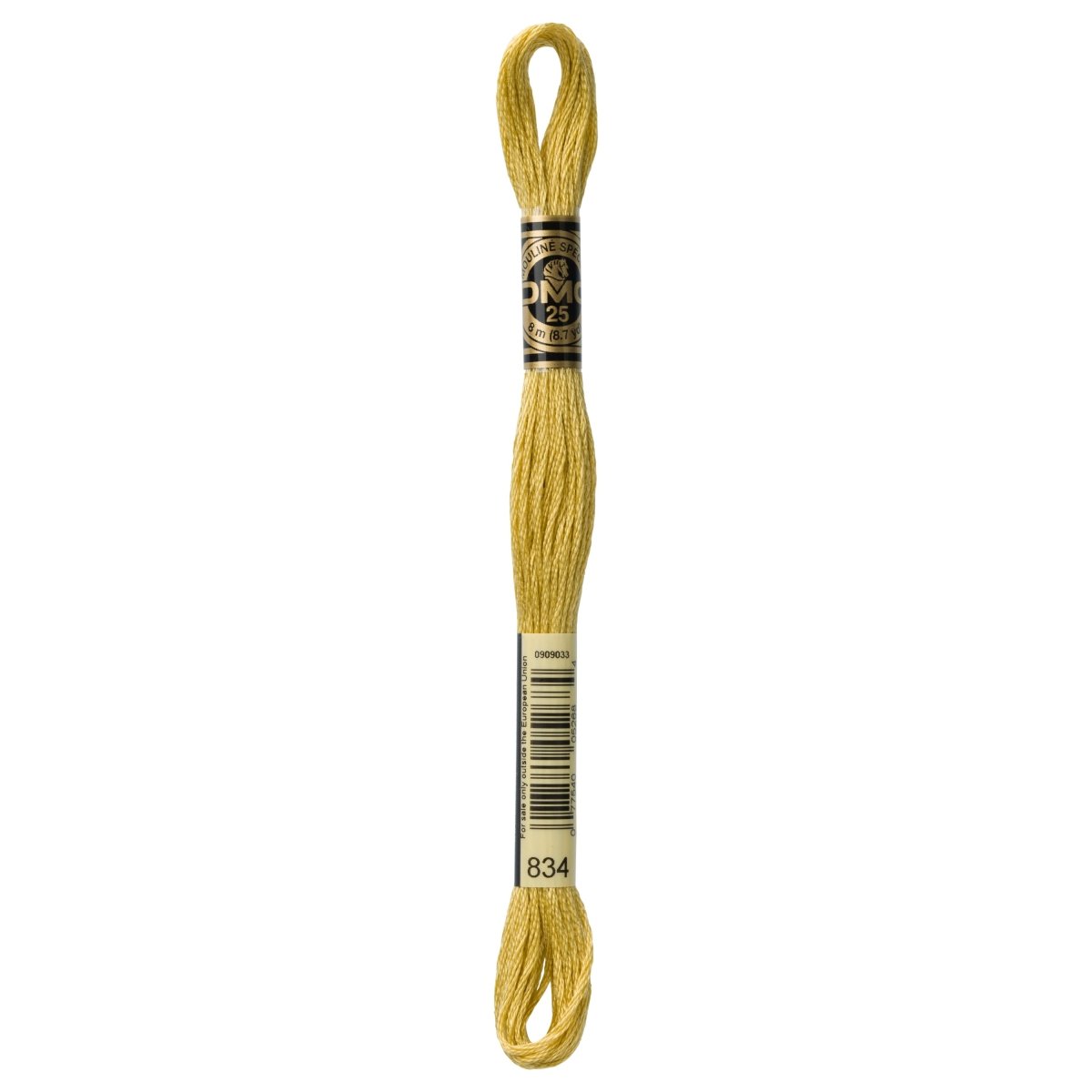 DMC 6 - Strand Cotton Embroidery Floss 8.7yd - 834 Very Light Golden Olive - The Merri Artist - merriartist.com