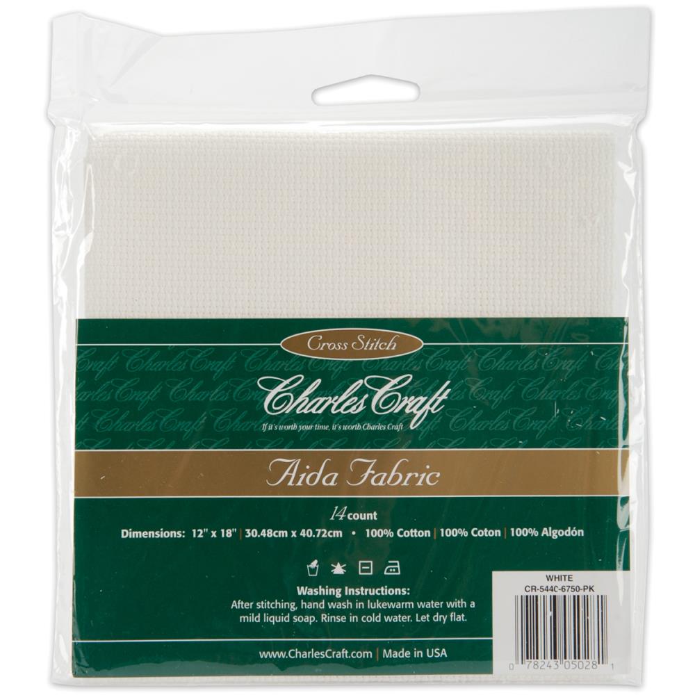 DMC Charles Craft Gold Standard Aida 14 Count Cross Stitch Fabric 12"X18" - White - The Merri Artist - merriartist.com