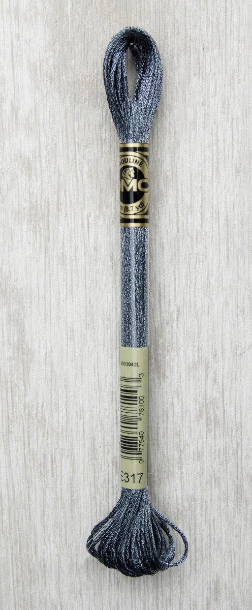 DMC Light Effects Embroidery Floss 8.7yd - E317 Titanium - The Merri Artist - merriartist.com