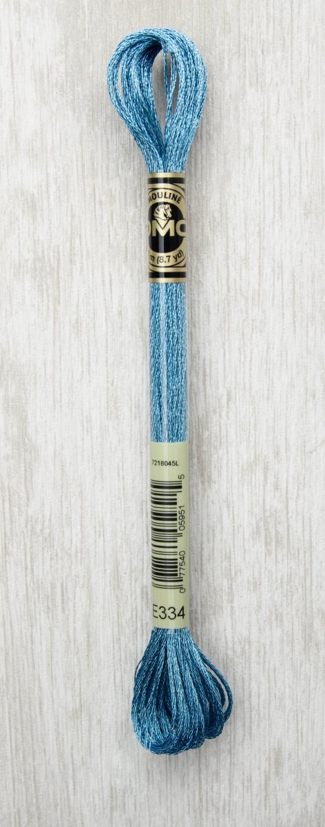 DMC Light Effects Embroidery Floss 8.7yd - E334 Blue Topaz - The Merri Artist - merriartist.com