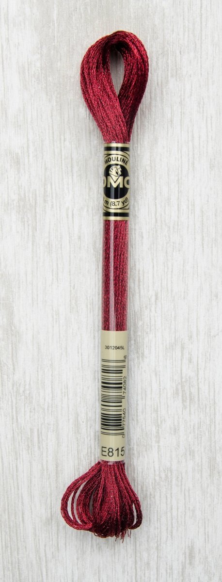 DMC Light Effects Embroidery Floss 8.7yd - E815 Dark Red Ruby - The Merri Artist - merriartist.com