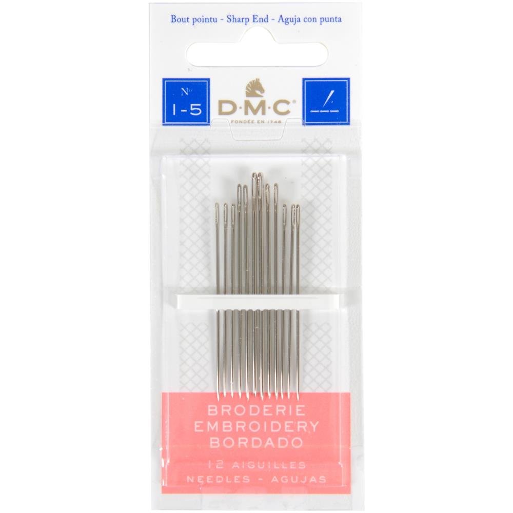 DMC Sharp Embroidery Needles Size 1 - 5 - Pack of 12 - The Merri Artist - merriartist.com