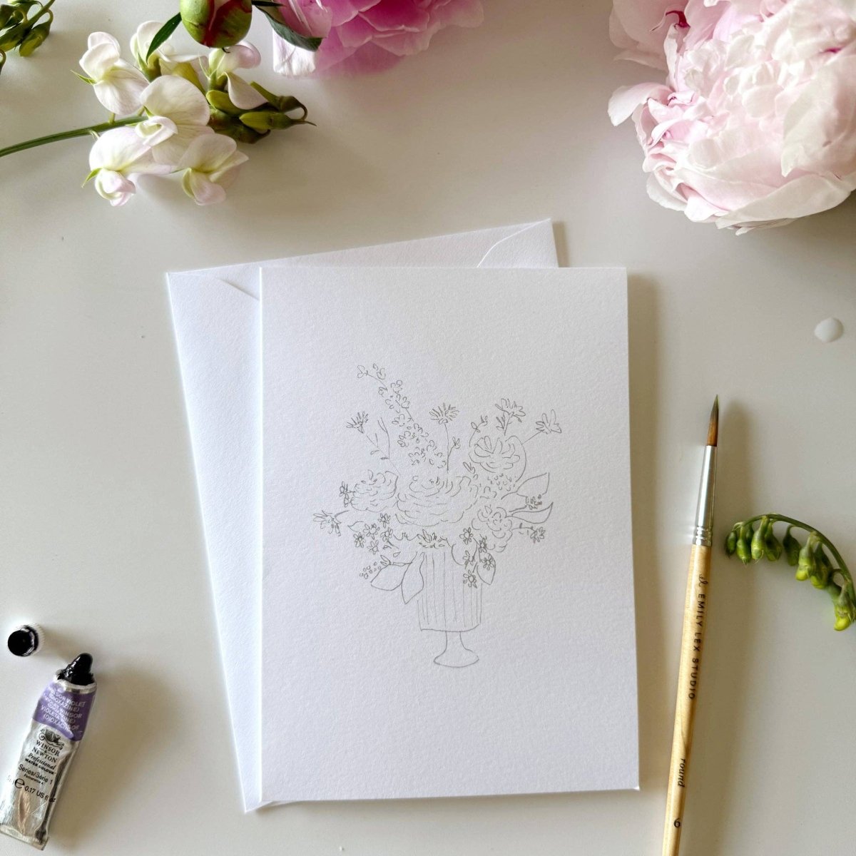 emily lex studio - Bouquets paintable notecards - The Merri Artist - merriartist.com