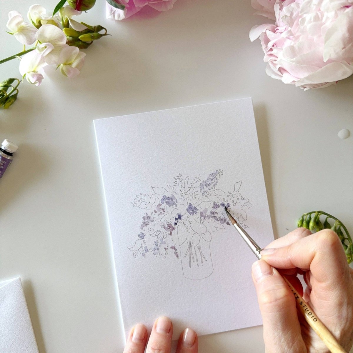 emily lex studio - Bouquets paintable notecards - The Merri Artist - merriartist.com