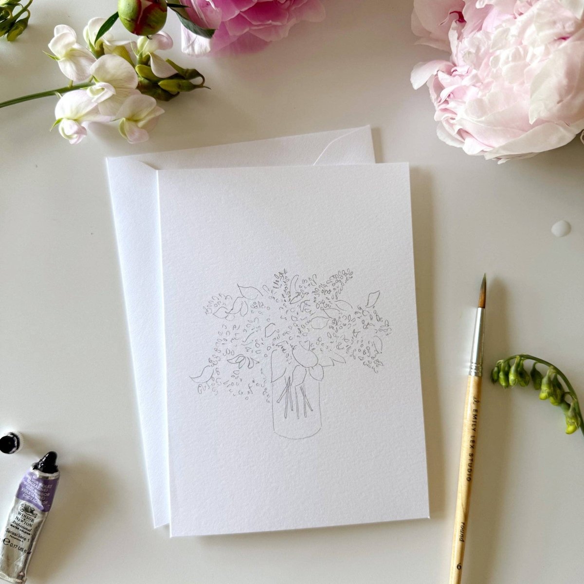 emily lex studio - Bouquets paintable notecards - The Merri Artist - merriartist.com