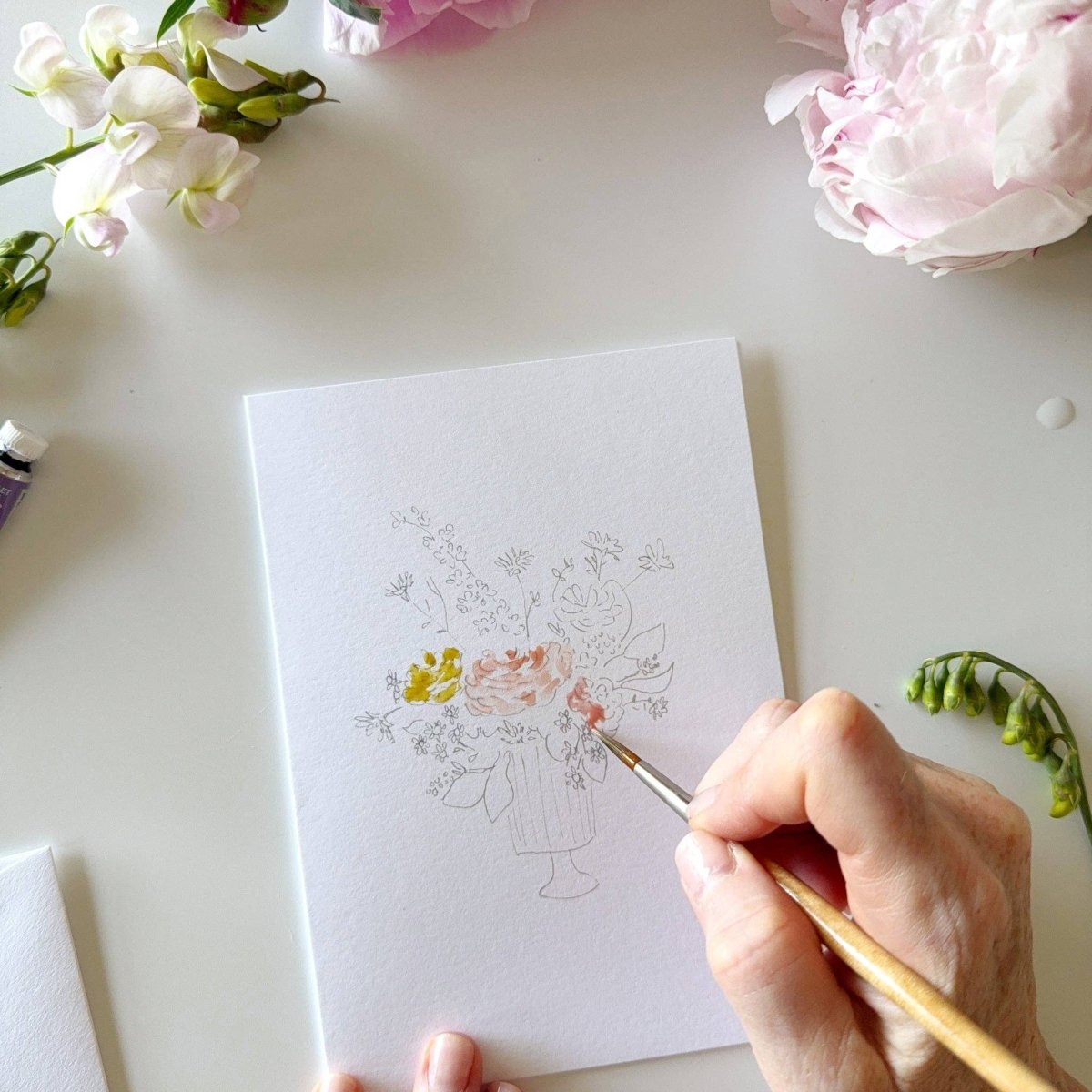 emily lex studio - Bouquets paintable notecards - The Merri Artist - merriartist.com