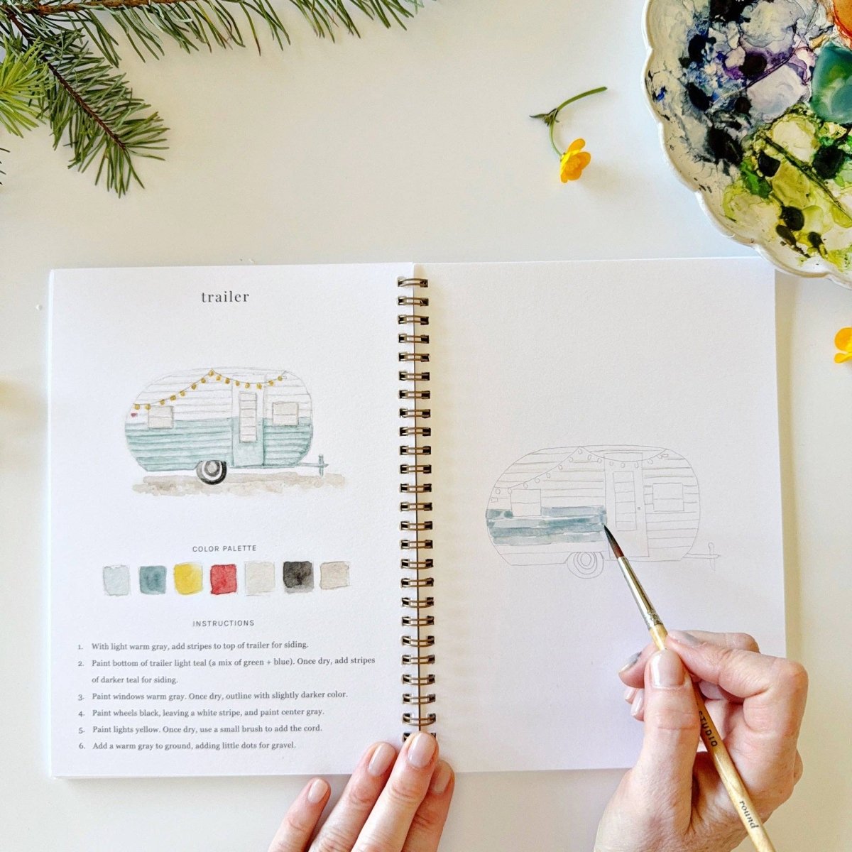 emily lex studio - Camping watercolor workbook - The Merri Artist - merriartist.com