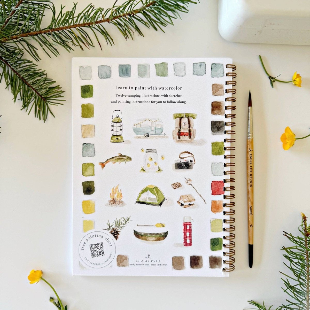 emily lex studio - Camping watercolor workbook - The Merri Artist - merriartist.com