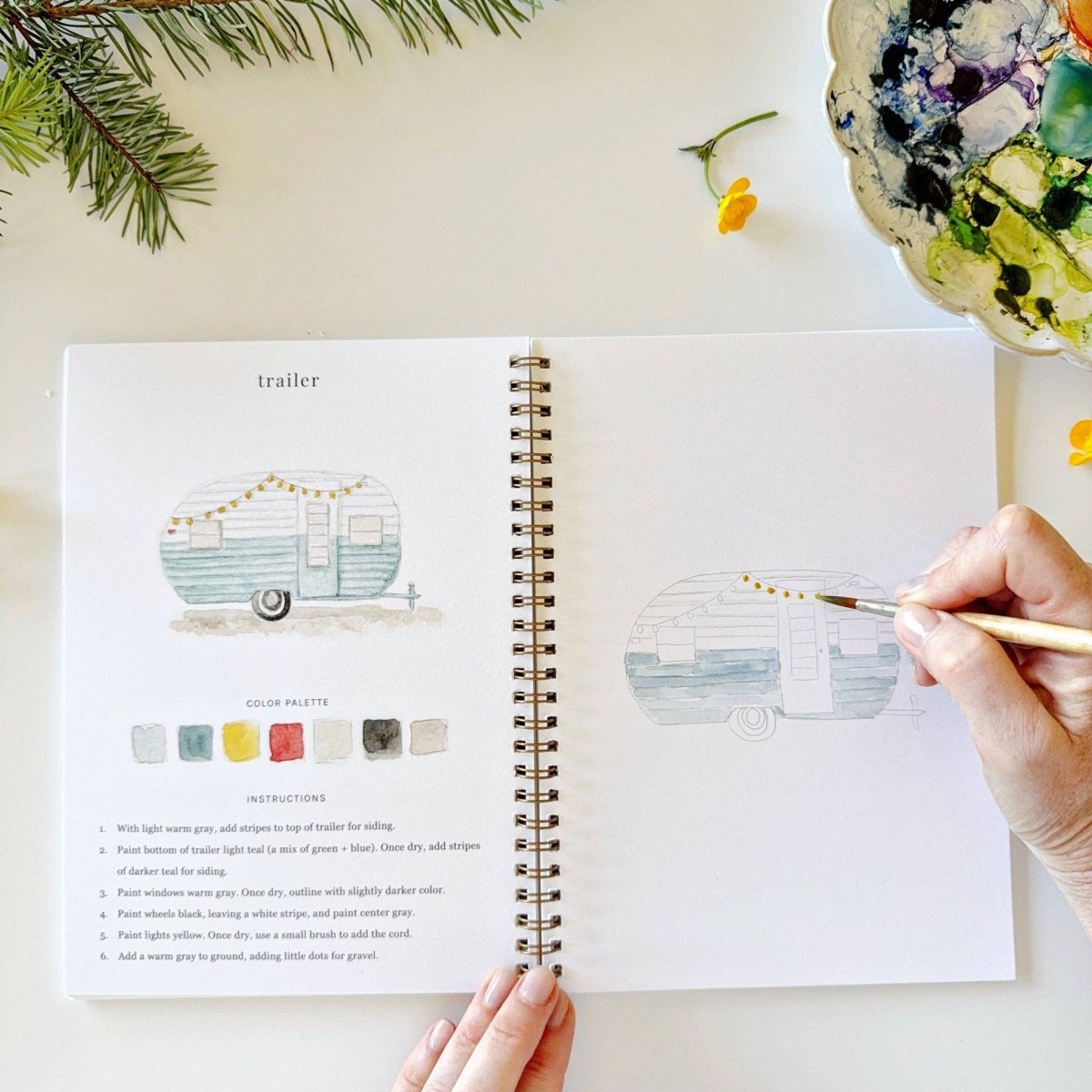 emily lex studio - Camping watercolor workbook - The Merri Artist - merriartist.com
