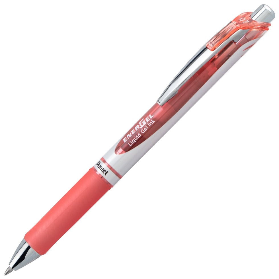 EnerGel RTX Retractable Liquid Gel Pen, (0.7mm) Medium line, Coral Pink Ink - The Merri Artist - merriartist.com