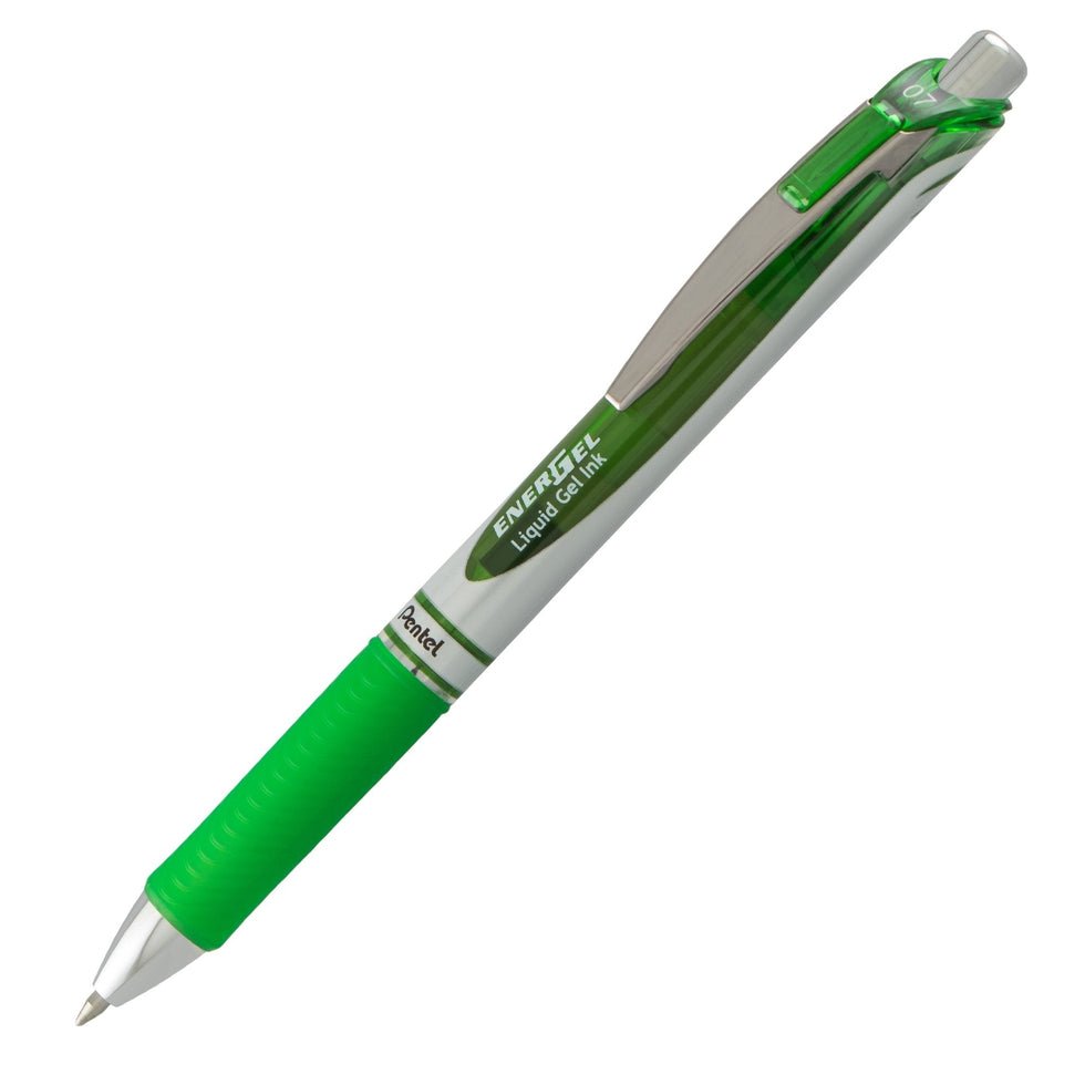EnerGel RTX Retractable Liquid Gel Pen, (0.7mm) Metal Tip, Medium Line, Lime Green Ink - The Merri Artist - merriartist.com