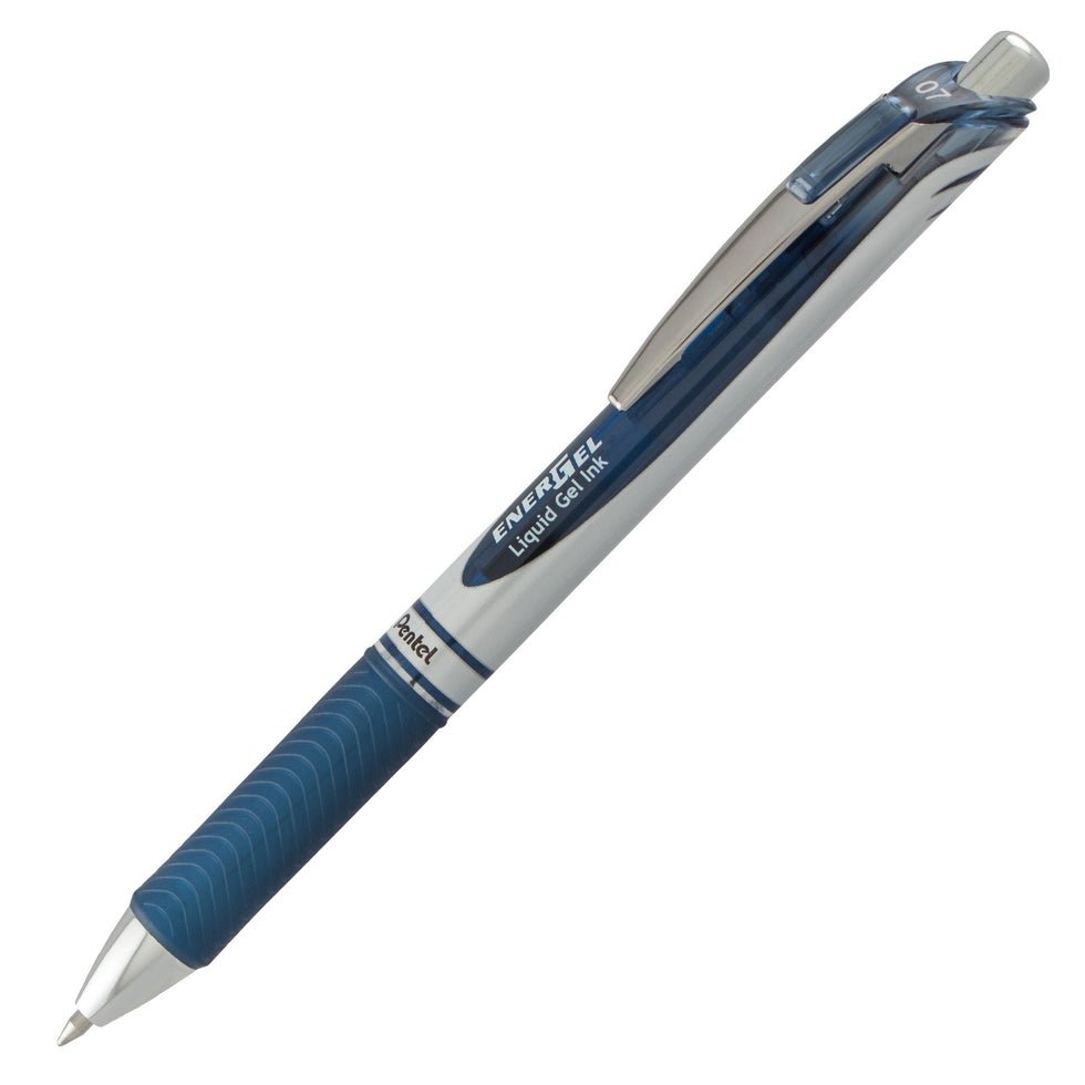 EnerGel RTX Retractable Liquid Gel Pen, (0.7mm) Metal Tip, Medium Line, Navy Blue Ink - The Merri Artist - merriartist.com