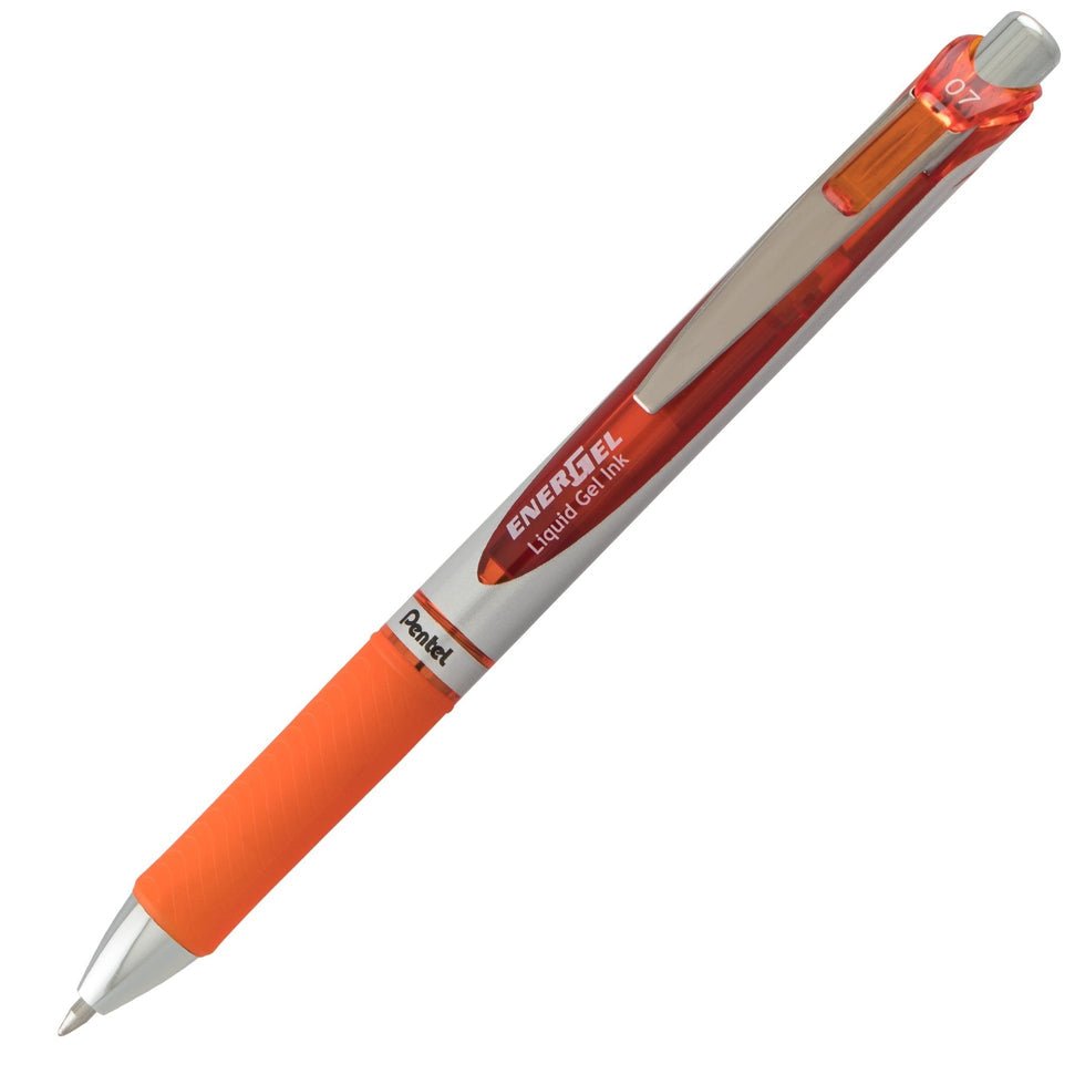 EnerGel RTX Retractable Liquid Gel Pen, (0.7mm) Metal Tip, Medium Line, Orange Ink - The Merri Artist - merriartist.com