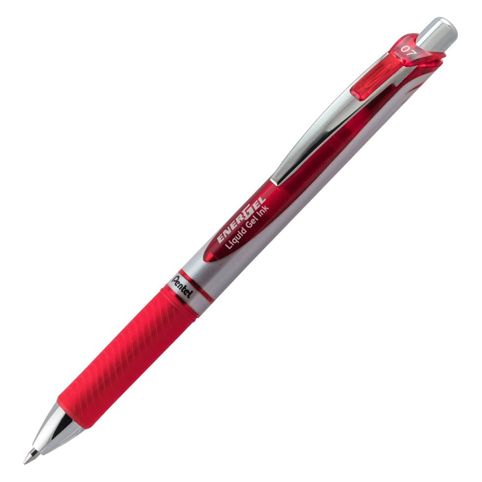 EnerGel RTX Retractable Liquid Gel Pen, (0.7mm) Metal Tip, Medium Line, Red Ink - The Merri Artist - merriartist.com