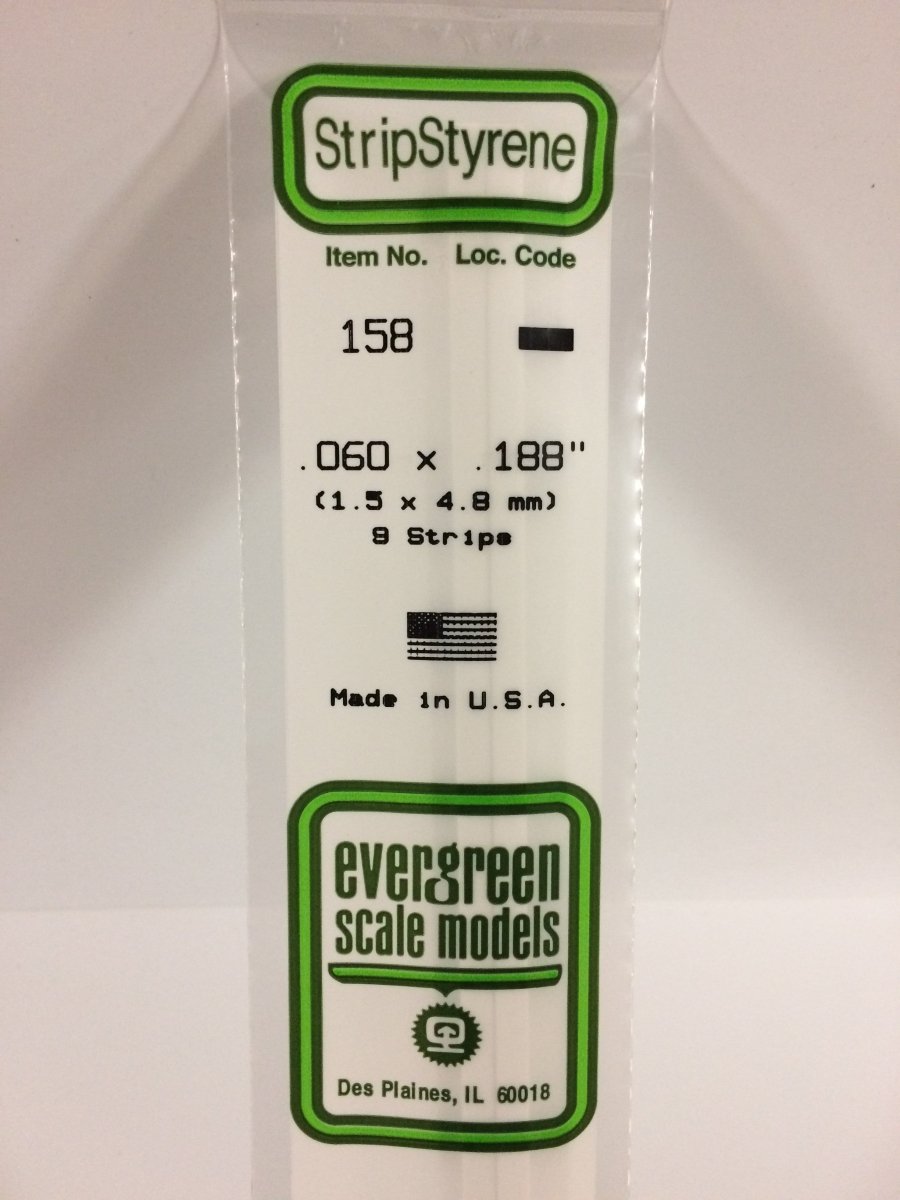Evergreen Scale Models 158 - .060 X .188" X 14" Strips (9) - The Merri Artist - merriartist.com