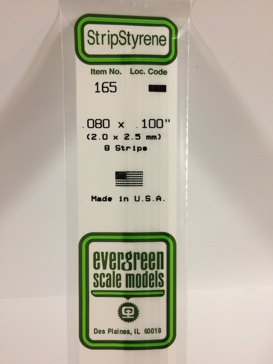 Evergreen Scale Models 165 - .080 X .100" X 14" Strips (8) - The Merri Artist - merriartist.com