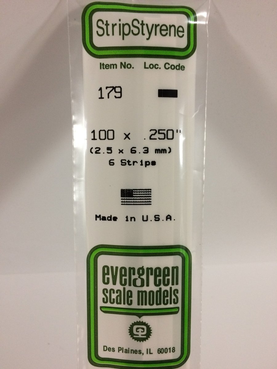 Evergreen Scale Models 179 - .100 X .250" X 14" Strips (6) - The Merri Artist - merriartist.com