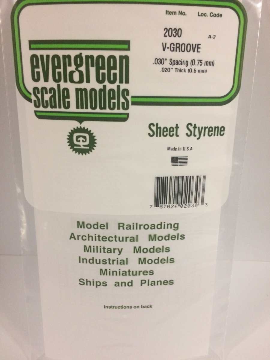 Evergreen Scale Models 2030 - 6" X 12" V - Groove Siding, .030" Spacing (1) - The Merri Artist - merriartist.com